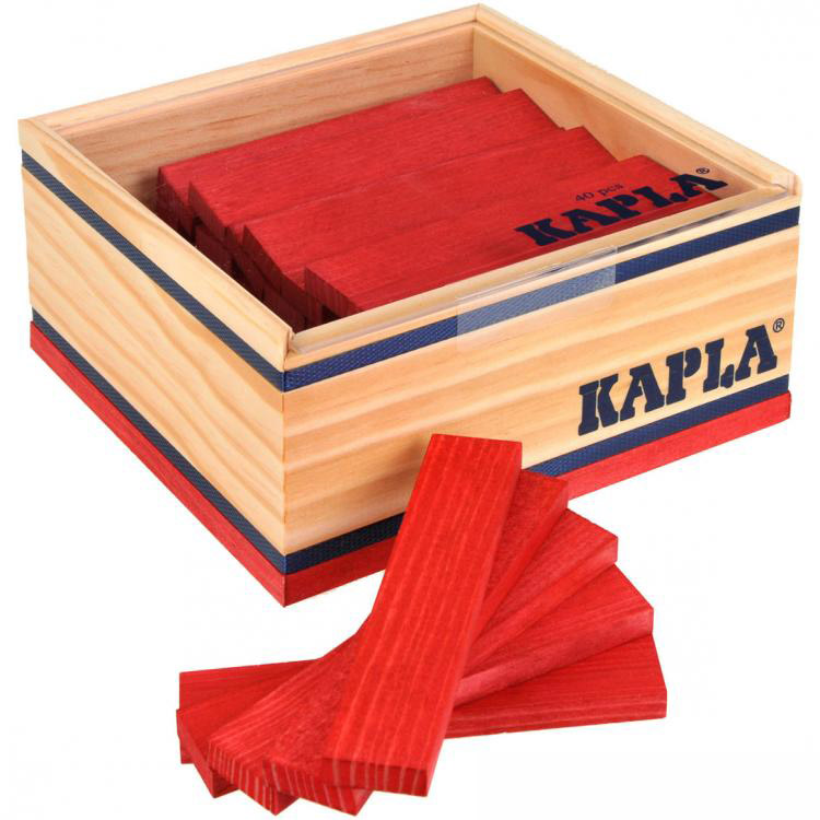 Caja con 40 tablillas Kapla de color rojo