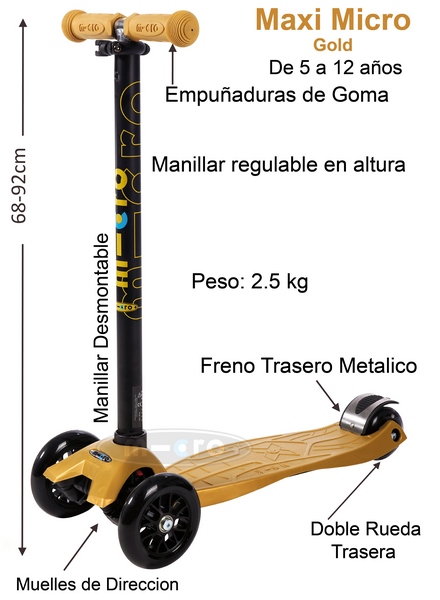 Características técnicas del patinete Maxi Micro Oro